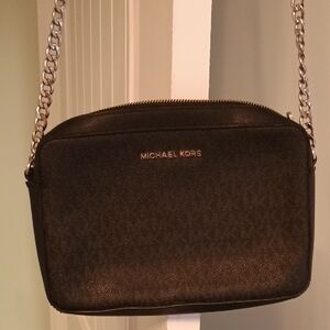 Michael Kors Jet Black crossbody Bag With Chain